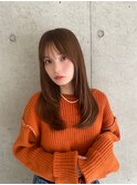セミロングレイヤー韓国ヘアストレート似合わせニュアンスカラー