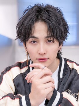 ハバナ 渋谷(HAVANA) アッシュブラックマッシュパーマ刈り上げツーブロック