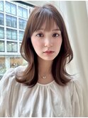 外ハネミディアムレイヤーマロンベージュ韓国ヘアKA-80