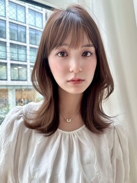 バイオレットジェム(Violet`jem) 外ハネミディアムレイヤーマロンベージュ韓国ヘアKA-80