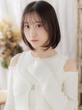 カバーヘア イヴ 戸頭店(COVER HAIR EVE) 透けバング前下がり切りっぱなし黒髪ミニボブc7戸頭20代30代40代