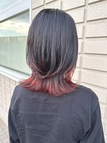 ヘアデザイン アンジェロカフェ(Hair Design Angelo cafe)&nbsp;ウルフレイヤー×エンドカラーレッド【20代30代40代】