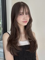 ローネス 銀座(LONESS)&nbsp;ロングレイヤー/流しバング/ミントグレージュ/透明感カラー