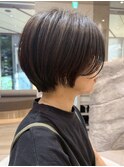 表参道白髪ぼかしハイライトウルフショートボブグレージュ40代