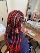 ロカット サロン(Roquat Salon)&nbsp;コーンロウレッドエクステ【ヘアセット/立川/立川南/アレンジ】