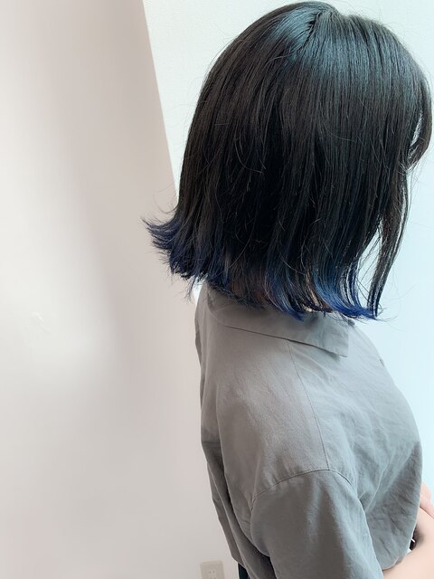 派手髪☆裾ブルー＋ミニボブ