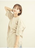 マロンベージュ/Aラインボブ/かきあげ/インナーカラー[新宿駅]