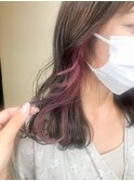 インナーカラー×イヤリングカラー×ピンク×ケアブリーチ