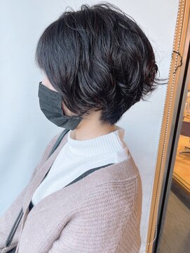 モリオフロムロンドン 原宿本店(morio from London) 【morio原宿】黒髪ゆるふわショートボブ 黒髪パーマボブ