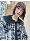 【清水豊】外ハネボブ 前髪ぱっつん 暗髪ボブ