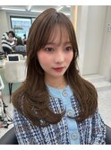 韓国くびれヘア/ふんわりカール/韓国ヘア/ショコラアッシュ