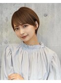 大人可愛いマロンブラウン似合わせ耳かけショートボブ