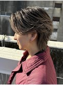 センターパートウルフ バレイヤージュ メンズウルフ