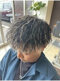 メッシュキャップハイライト　ツイストスパイラルパーマ