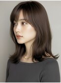 20代30代40代小顔くびれボブ透明感カラーミディアム前髪あり成増