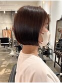 レイヤーボブハイライトカラーミルクティーベージュ