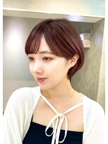 ヴェイン 渋谷(vain)&nbsp;大人ガーリー ピンクブラウン 小顔ショートボブ