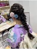 編み下ろして長さを生かした浴衣ヘアー