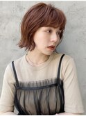 外ハネボブ×ふんわりボブ×フルバング×オレンジブラウン×20代