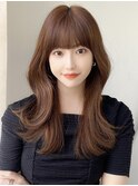 イメチェンロングレイヤー顔周りレイヤー後れ毛小顔カット美髪