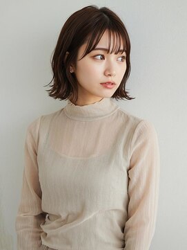 ソンノ(sonno) シースルーバング 外ハネボブ アッシュベージュカラー 透明感