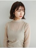 シースルーバング 外ハネボブ アッシュベージュカラー 透明感