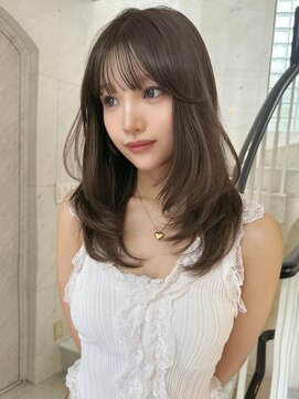 サイン 渋谷(SIGN) 韓国ヘアーハッシュカットレイヤーカットグレージュブリーチ無し