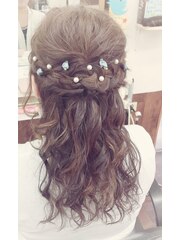 ハーフアップ ヘアーセット