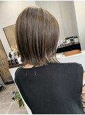 切りっぱなしボブ/ブリーチ無し透明感グレージュ