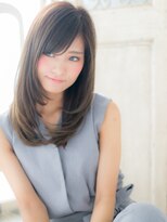 モッズ ヘア 福岡姪浜店(mod's hair) mod's姪浜/斜めバンググレーベージュ前下がりレイヤーロングh