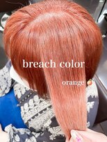 ミシェリー 新宿店(misherry)&nbsp;オレンジシアーカラーカールセミディ韓国風ダブルイルミナカラー