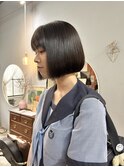 オリーブブラックヘイリーボブ前下がりボブミニボブショートボブ