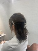 編み込みハーフアップ