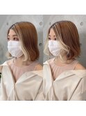 フェイスフレーミング前髪エクステひし形ミディアムベージュ
