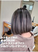 映えCOLORコントラストホワイトシルバーバレイヤージュ