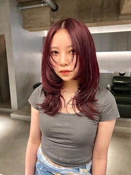 リール(rire) rireイメチェン前髪アンブレラカラーこなれミディウェーブパーマ