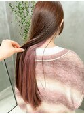 インナーカラーピンクロングヘア推しカラーデザインカラー