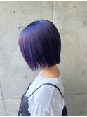 イメチェンディープパープル外ハネボブ　美髪カラー　八王子