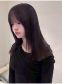 13135黒髪グレージュ髪質改善レイヤーワンカール韓国ストレート