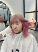インナーカラー × ミルクティーベージュ × ライトピンク