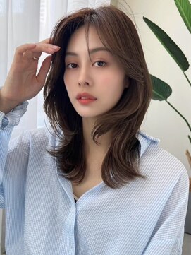 ソヨン 金山店(SOYON) ミディアムレイヤー/黒髪スタイル/グレージュ/小顔ヘア/g20