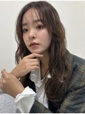 ロングレイヤー顔まわりカットウェーブヘア韓国ヘア20代30代
