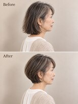 aptas 青山/表参道 白髪染め/白髪ぼかしハイライト/ボリュームアップエクステ&nbsp;60代の大人丸みボブ｜表参道・青山