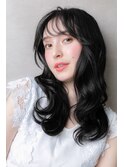 黒髪アッシュxシースルー前髪韓国風小顔ロングZ越谷20代30代40代