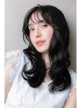 モッズヘア 越谷(mod's hair) 黒髪アッシュxシースルー前髪韓国風小顔ロングZ越谷20代30代40代