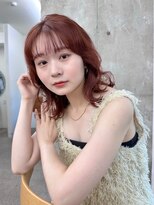 ガーデンヨコハマ(GARDEN YOKOHAMA) ダークレッド ニュアンスパーマ ミディアムヘア ローズブラウン