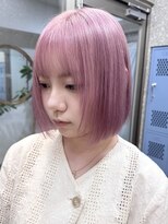 サンク 原宿 表参道(cinq)&nbsp;ハイトーンカラーヘーゼルベージュミルクティーベージュ暗めボブ