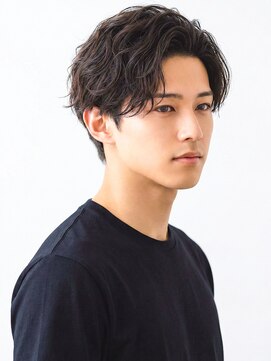 波巻きパーマ/センターパート/ニュアンスパーマ/メンズマッシュ