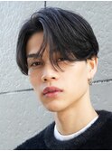 原宿毛流れセンターパートニュアンスパーマビジネスヘア刈り上げ