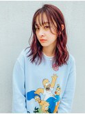アッシュピンクグラデーションカラーダブルカラーオレンジ